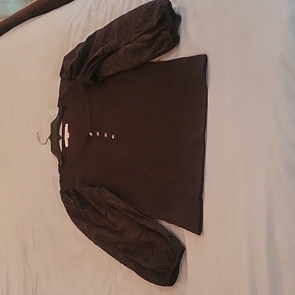 Loft Black Eyelet Sleeve Top - Picture 8 of 8